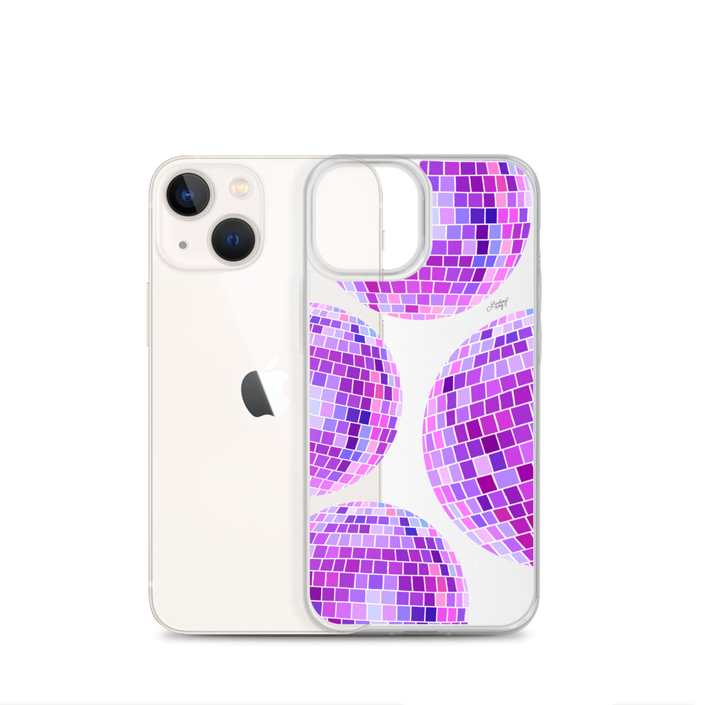 Disco Balls Illustration (Purple Palette) - Clear iPhone Case