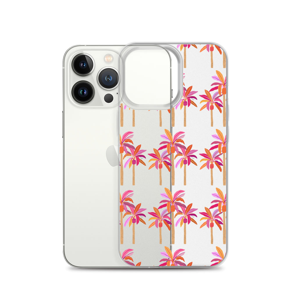 Palm Trees Illustration (Warm Palette) - Clear Case for iPhone®