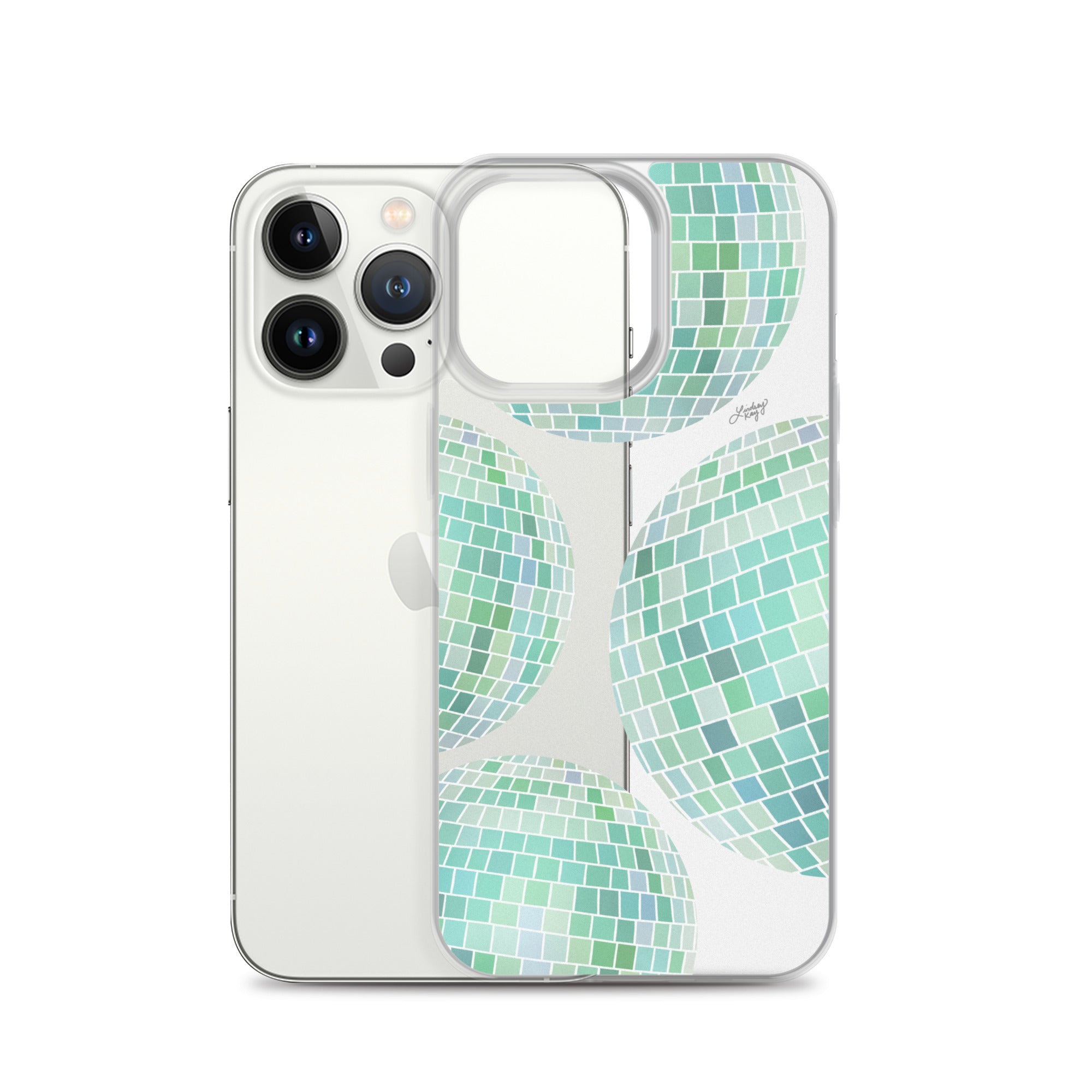 Green Disco Balls Illustration - Clear Case for iPhone®