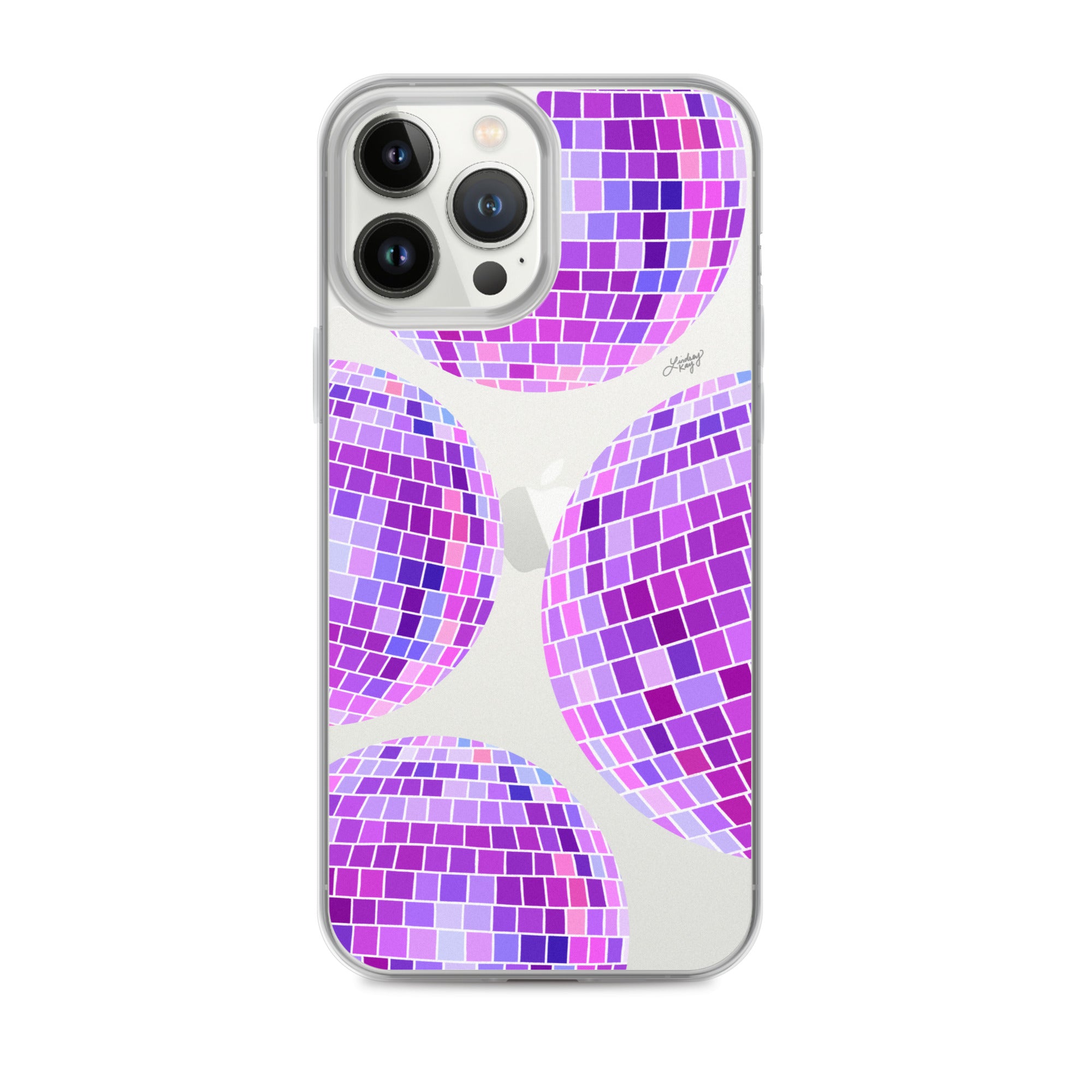 Ilustración de bolas de discoteca moradas - Funda transparente para iPhone®