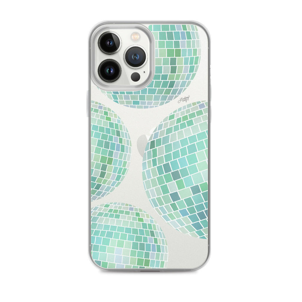 Disco Balls Illustration (Green Palette) - iPhone Case