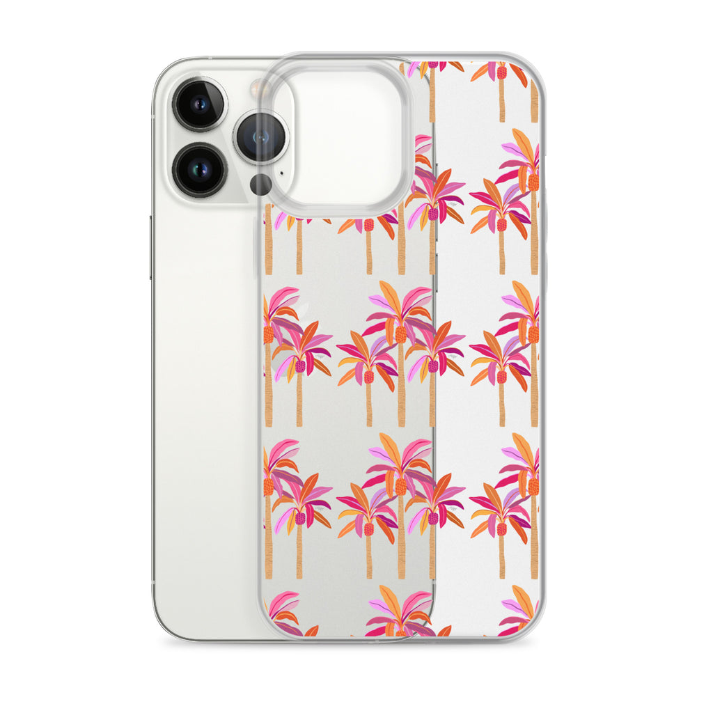 Palm Trees Illustration (Warm Palette) - Clear Case for iPhone®