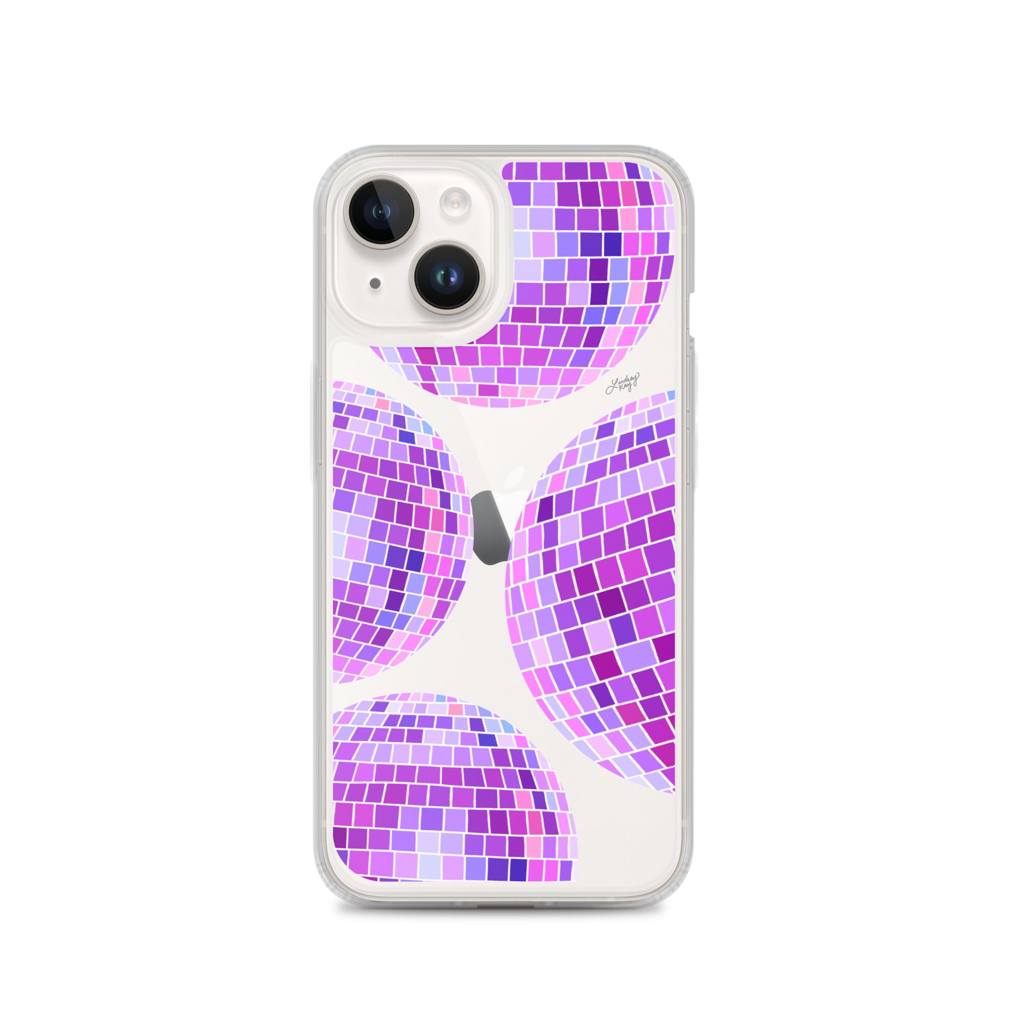 Ilustración de bolas de discoteca moradas - Funda transparente para iPhone®