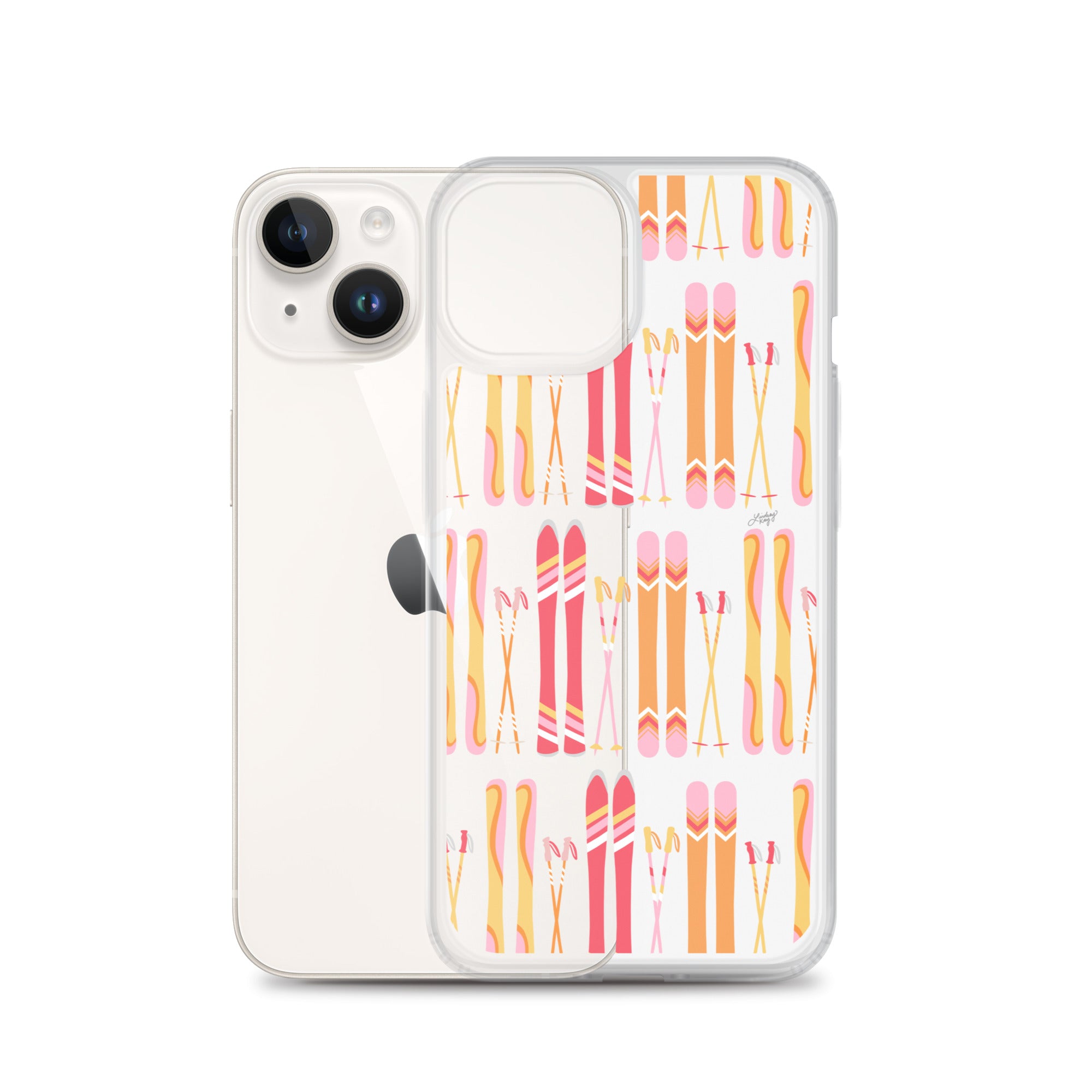 Ilustración de esquí (paleta cálida) - Funda transparente para iPhone®