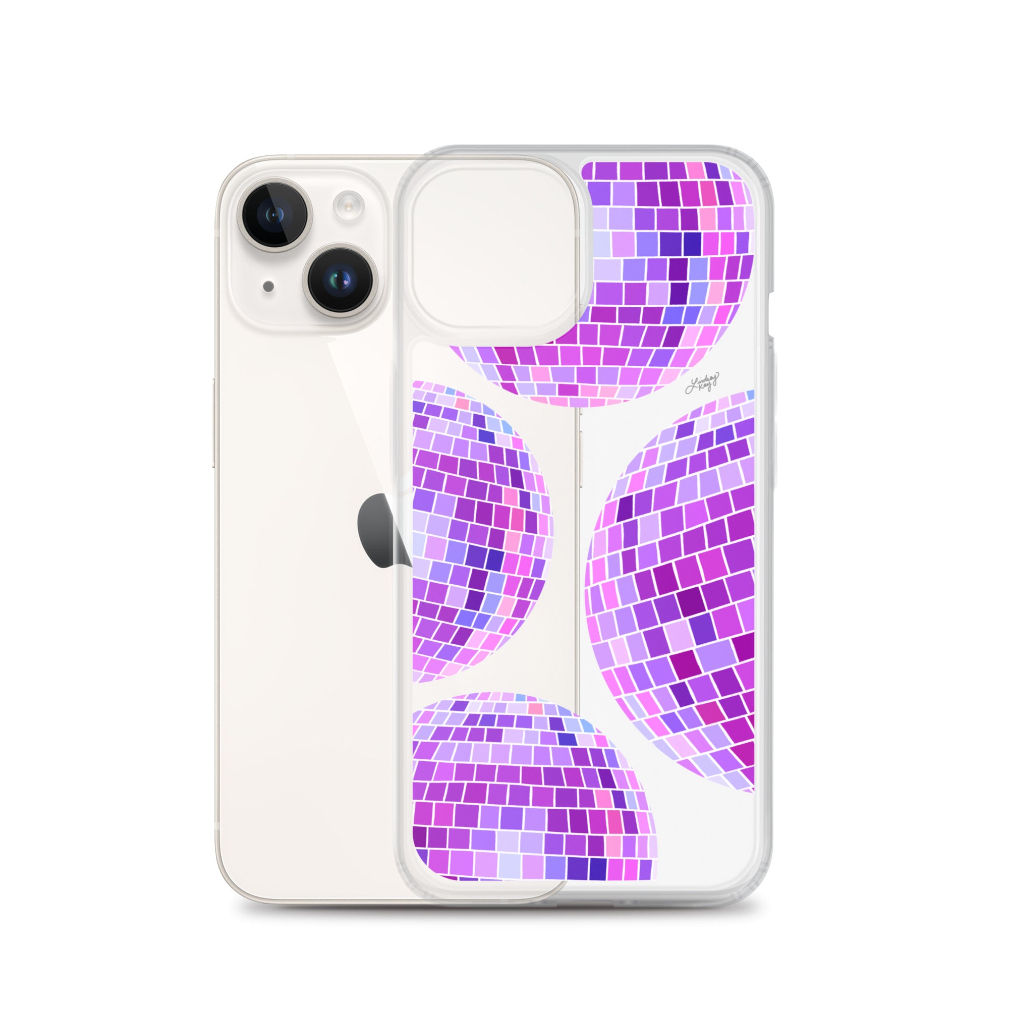 Ilustración de bolas de discoteca moradas - Funda transparente para iPhone®