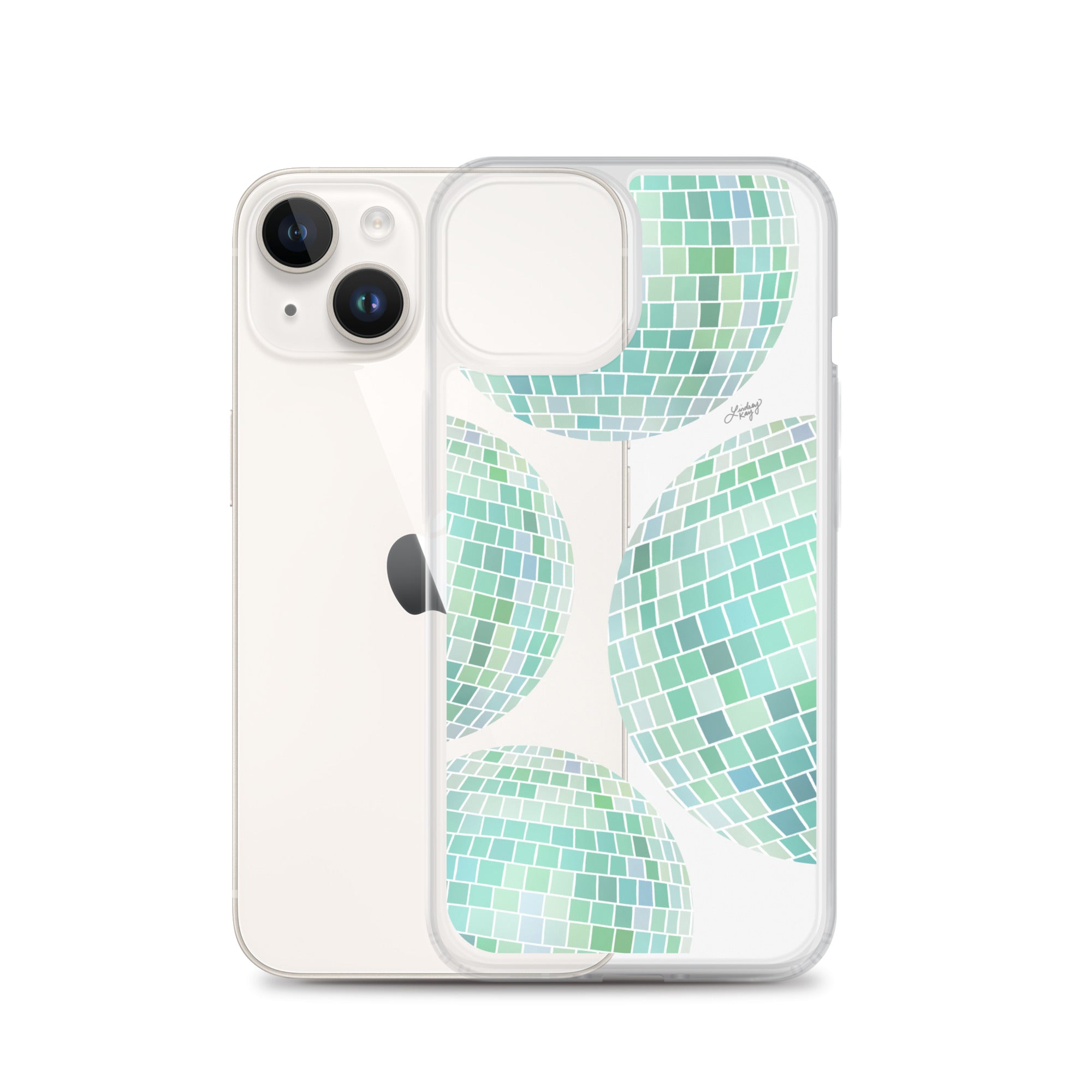 Green Disco Balls Illustration - Clear Case for iPhone®