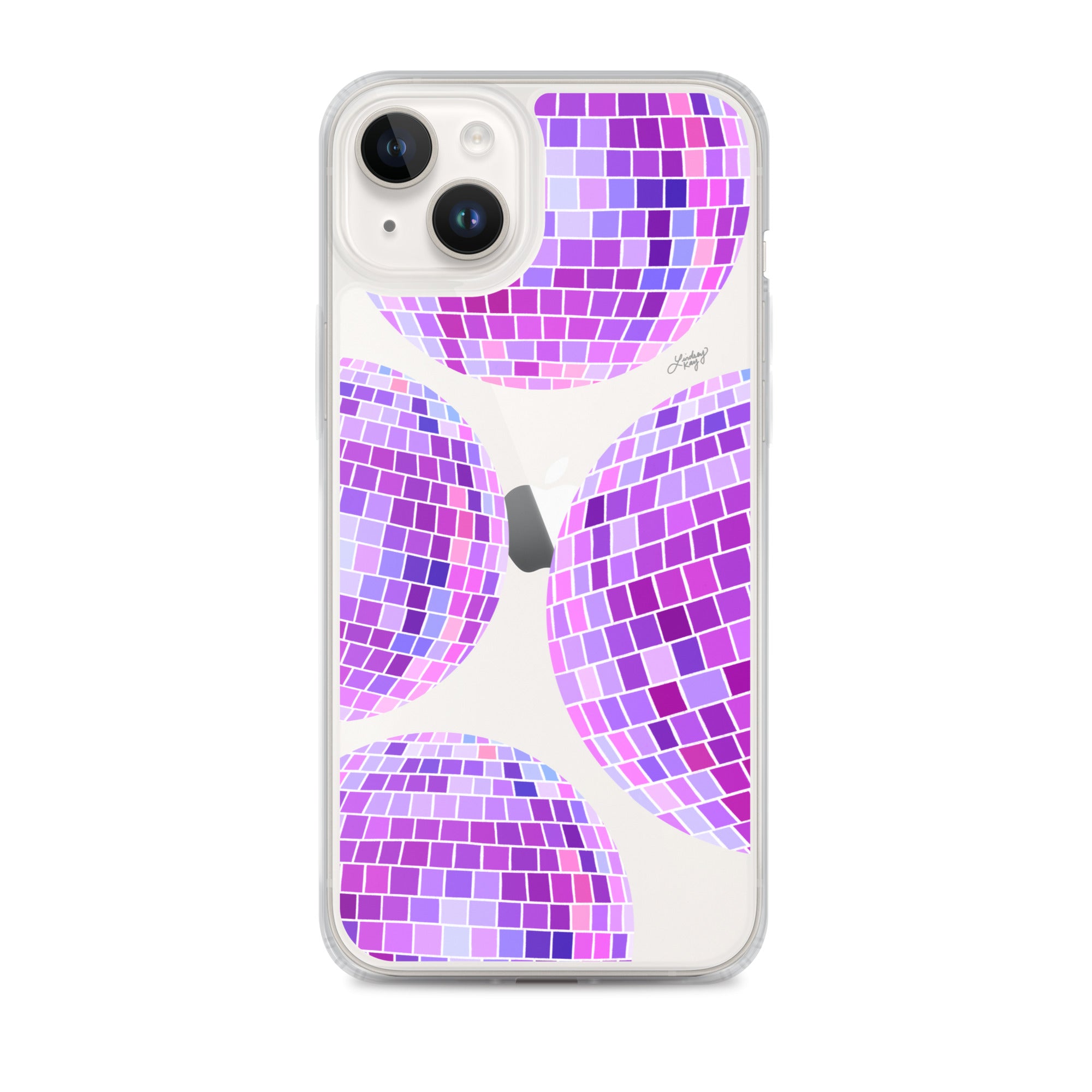 Ilustración de bolas de discoteca moradas - Funda transparente para iPhone®