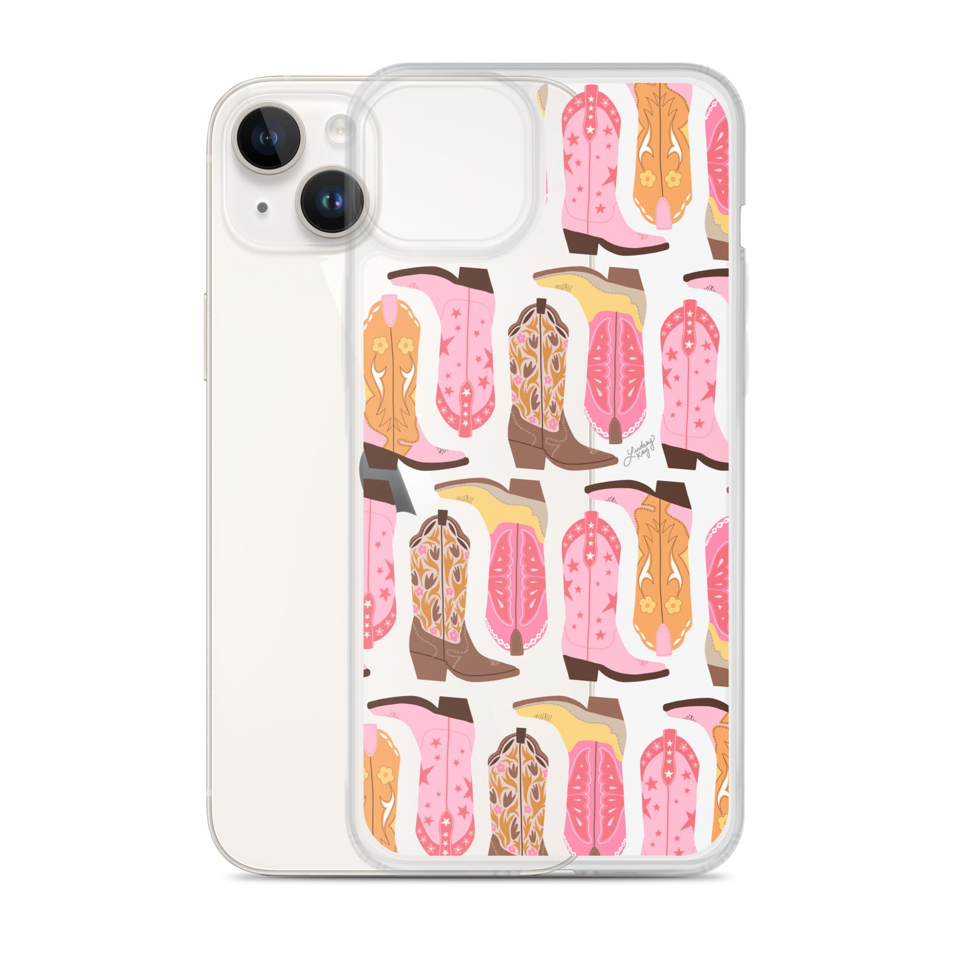 Ilustración de botas de vaquero (paleta cálida) - Funda transparente para iPhone®