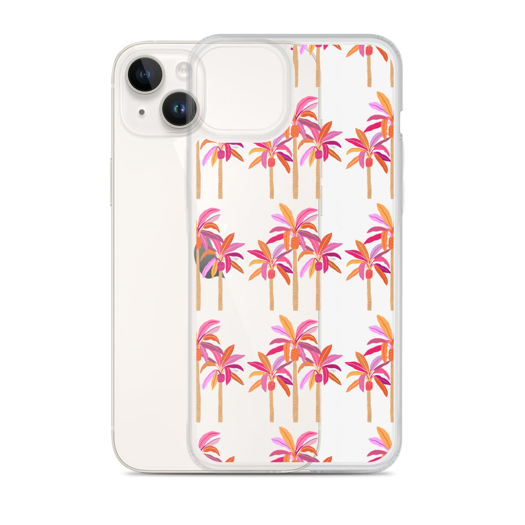 Palm Trees Illustration (Warm Palette) - Clear Case for iPhone®