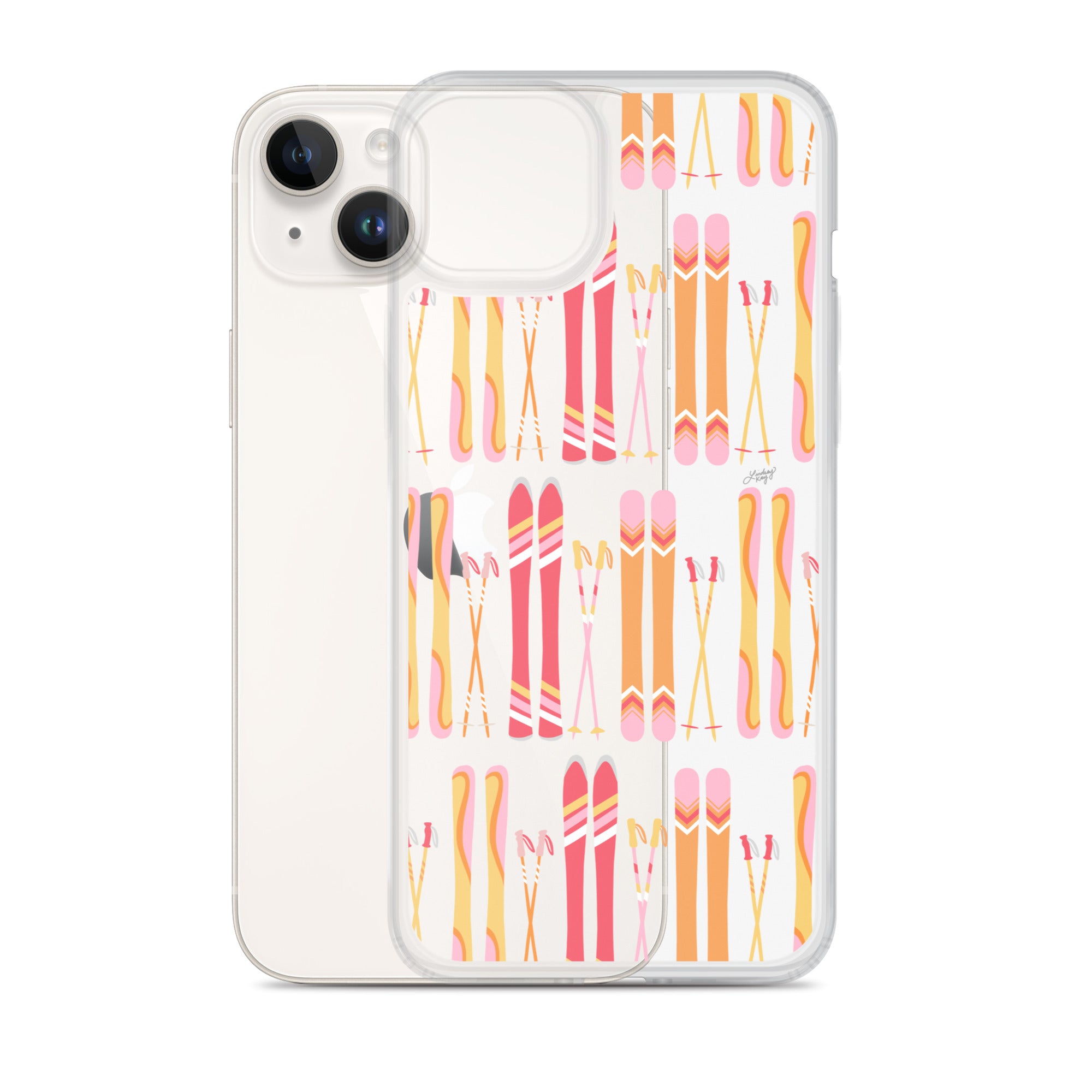 Ilustración de esquí (paleta cálida) - Funda transparente para iPhone®