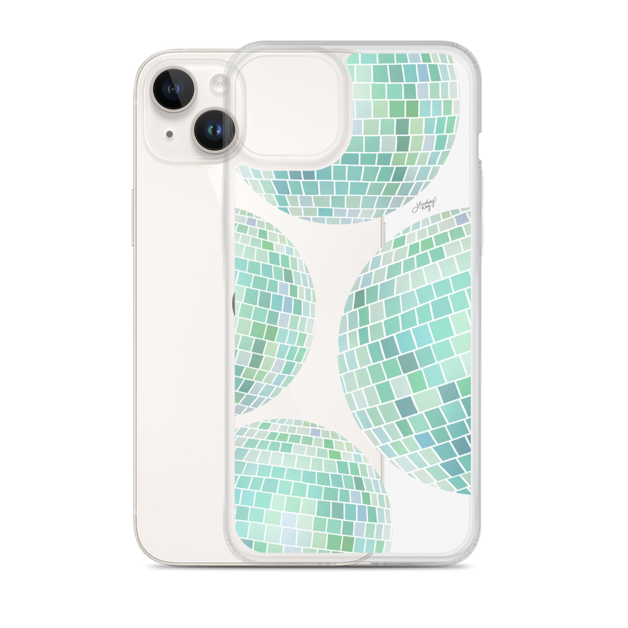 Green Disco Balls Illustration - Clear Case for iPhone®
