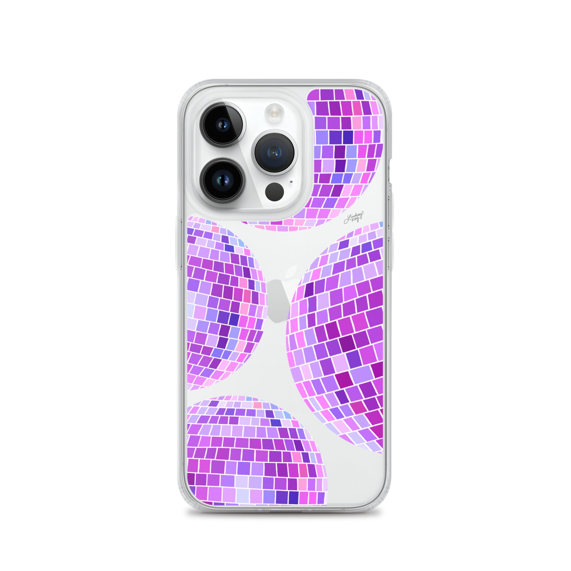 Ilustración de bolas de discoteca moradas - Funda transparente para iPhone®