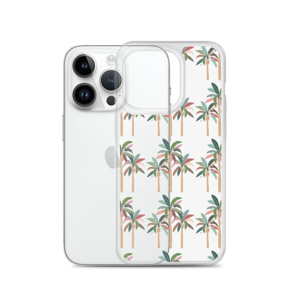 Neutral Palm Trees Illustration - iPhone Case