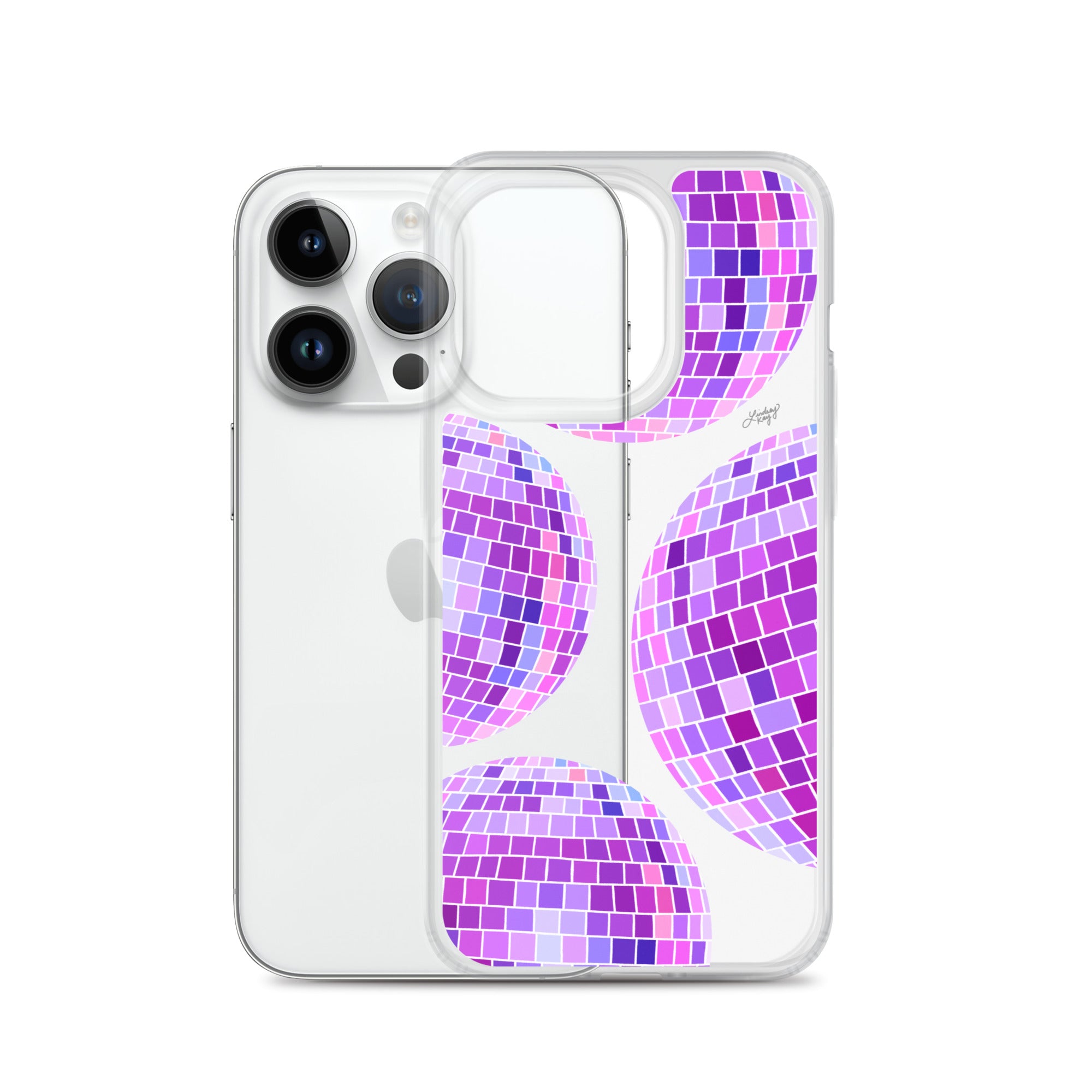 Ilustración de bolas de discoteca moradas - Funda transparente para iPhone®