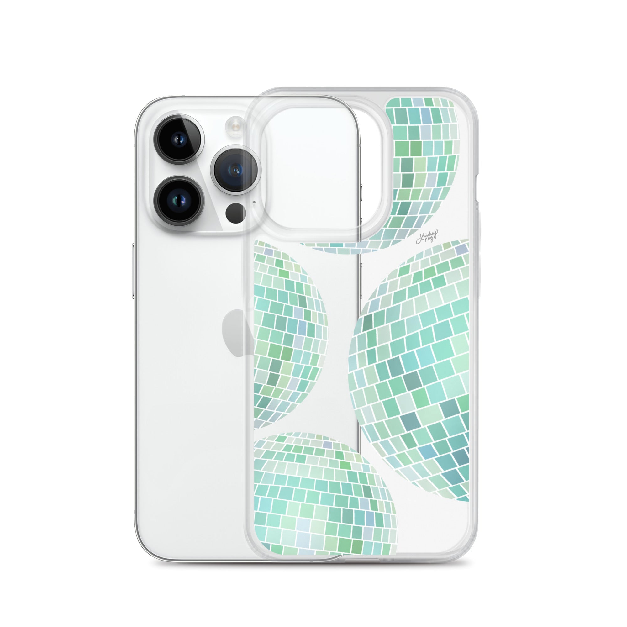 Green Disco Balls Illustration - Clear Case for iPhone®