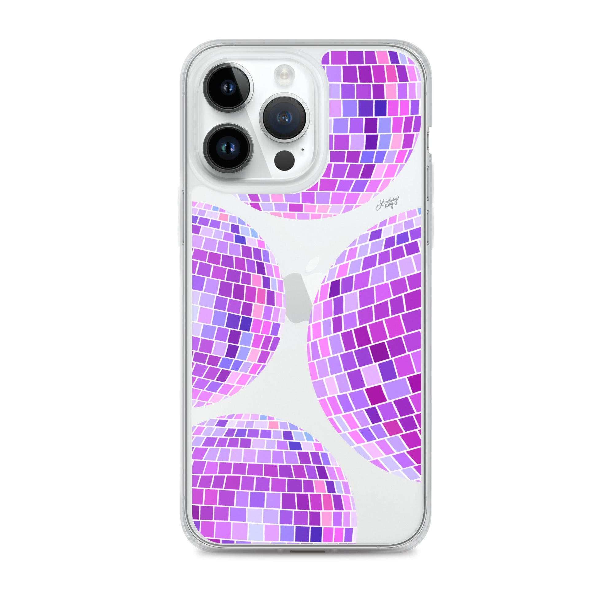 purple disco ball illustration design retro iphone phone case clear colorful trendy lindsey kay collective