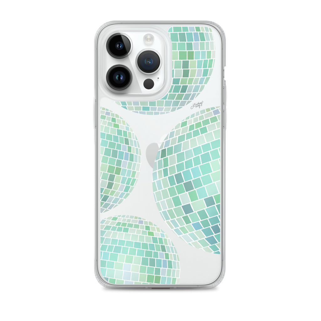 Disco Balls Illustration (Green Palette) - iPhone Case
