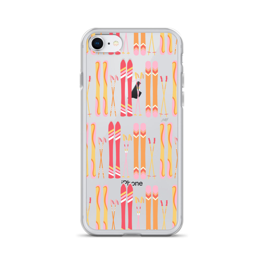 Ilustración de esquí (paleta cálida) - Funda transparente para iPhone®