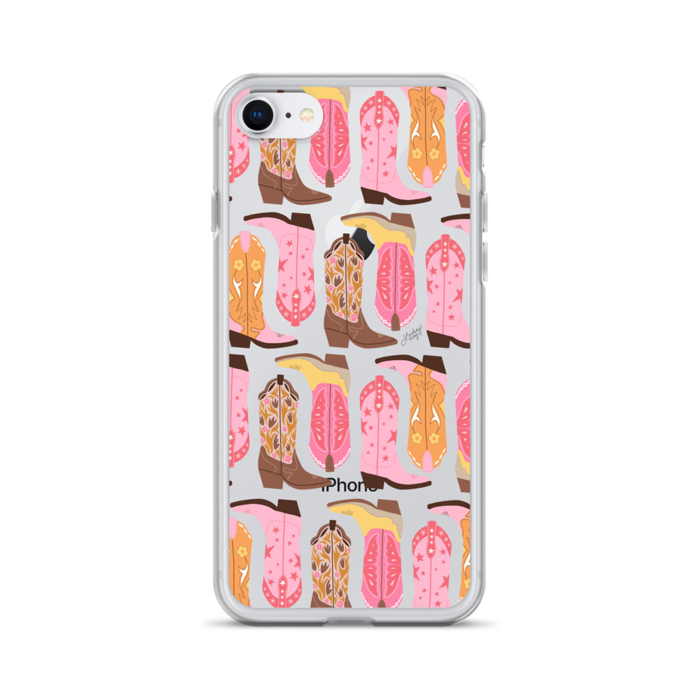 Ilustración de botas de vaquero (paleta cálida) - Funda transparente para iPhone®