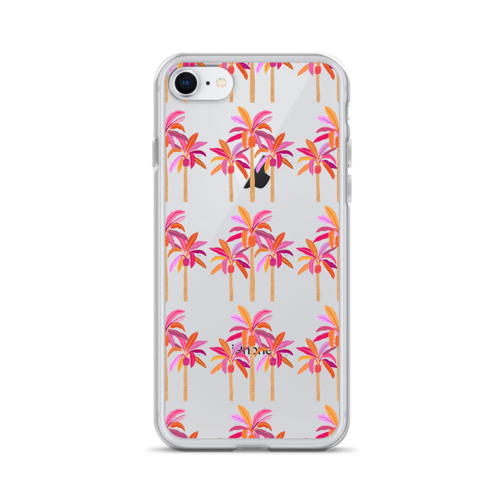 Palm Trees Illustration (Warm Palette) - Clear Case for iPhone®