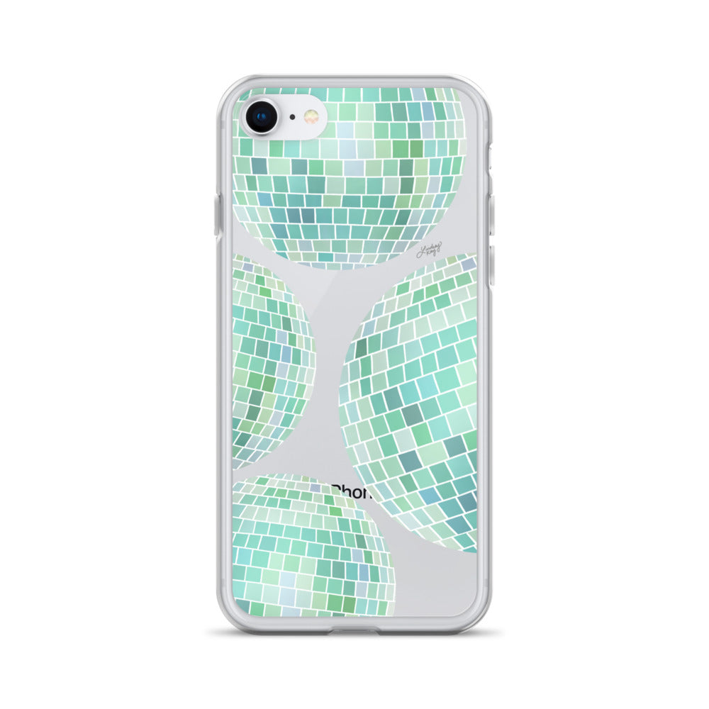 Green Disco Balls Illustration - Clear Case for iPhone®