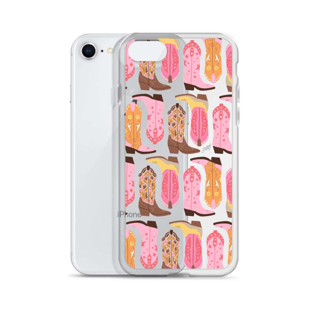 Ilustración de botas de vaquero (paleta cálida) - Funda transparente para iPhone®