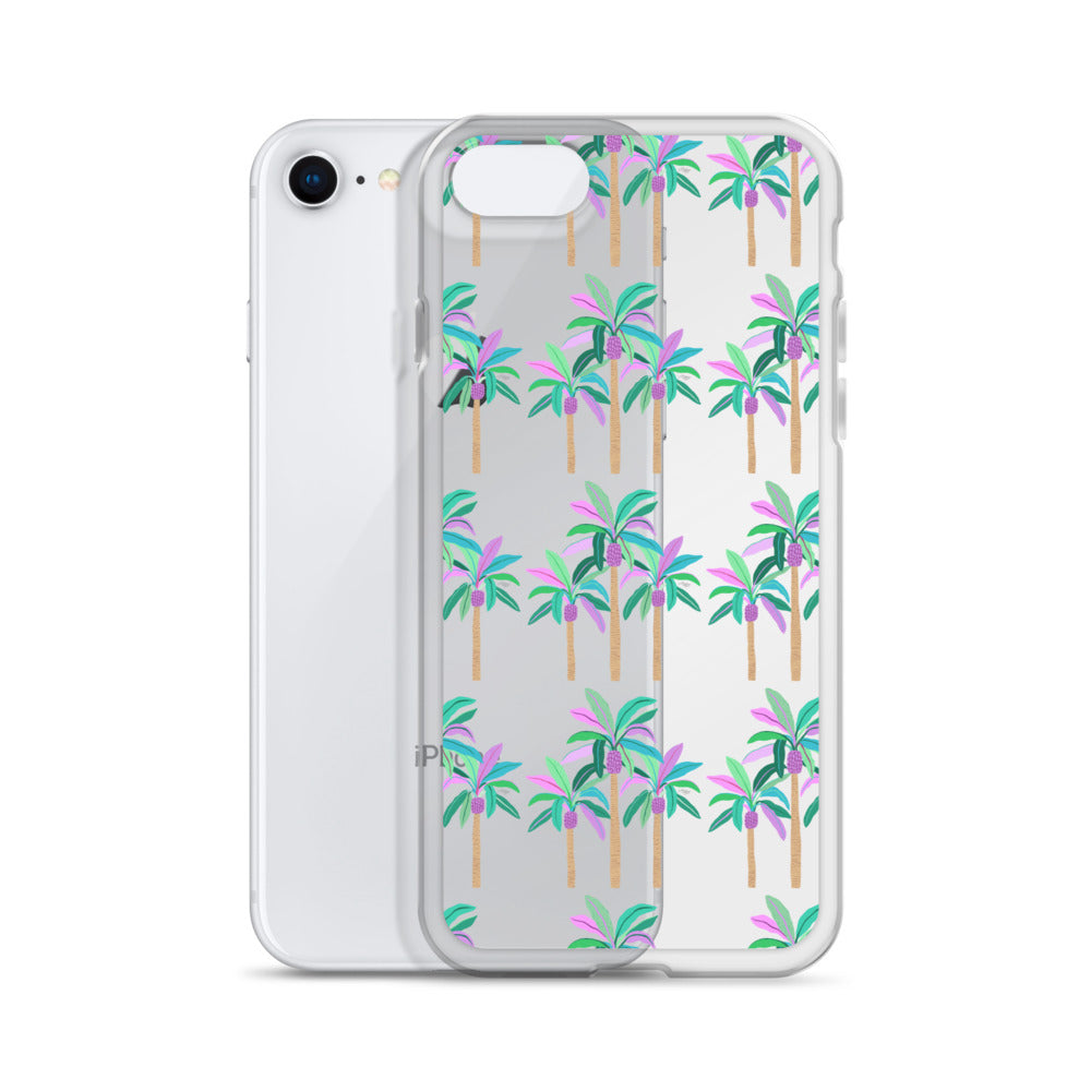Ilustración de palmeras (Cool Palette) - Funda transparente para iPhone®