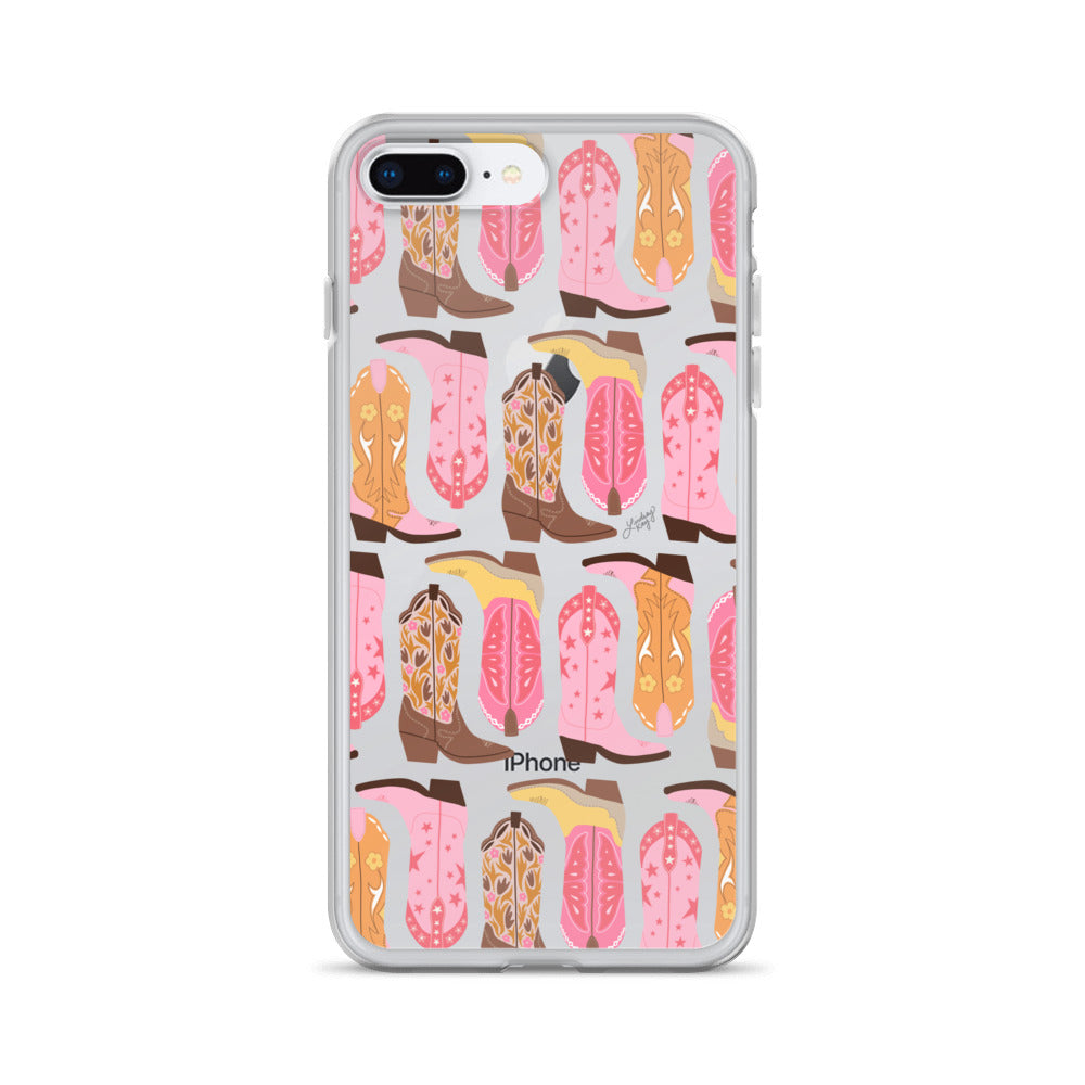 Ilustración de botas de vaquero (paleta cálida) - Funda transparente para iPhone®