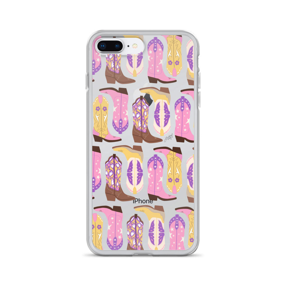 Cowboy Boots Illustration (Pink/Purple/Yellow) - iPhone Case