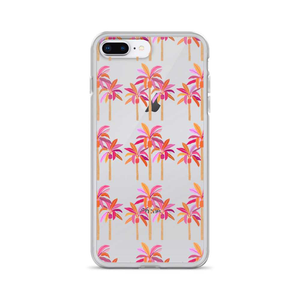 Palm Trees Illustration (Warm Palette) - Clear Case for iPhone®