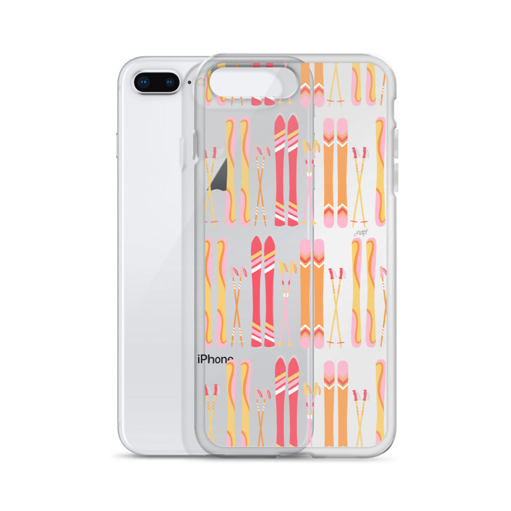 Ilustración de esquí (paleta cálida) - Funda transparente para iPhone®
