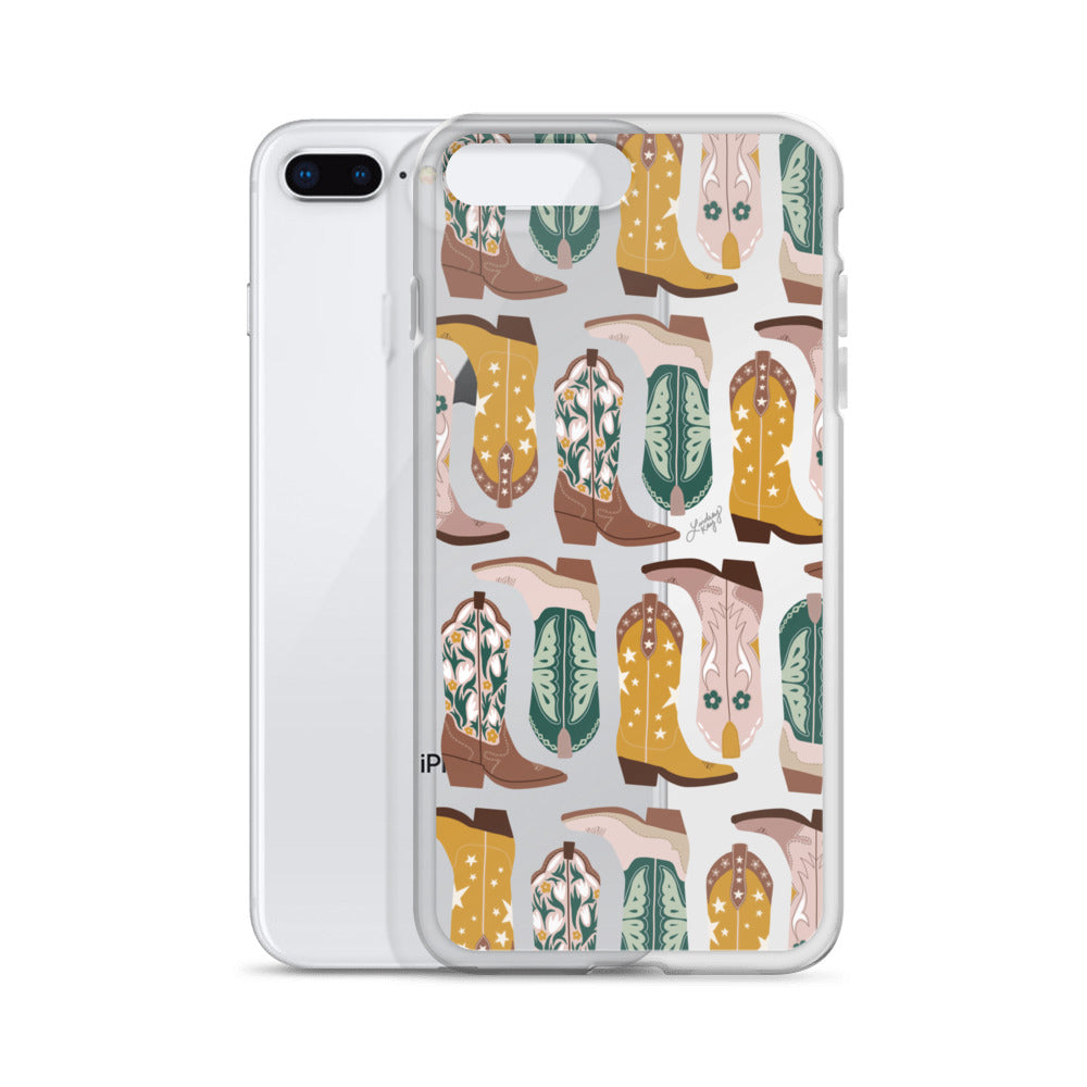 Ilustración de botas de vaquero (paleta neutra) - Funda transparente para iPhone®