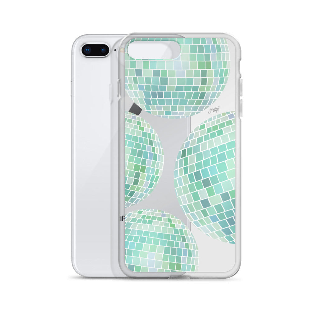 Green Disco Balls Illustration - Clear Case for iPhone®