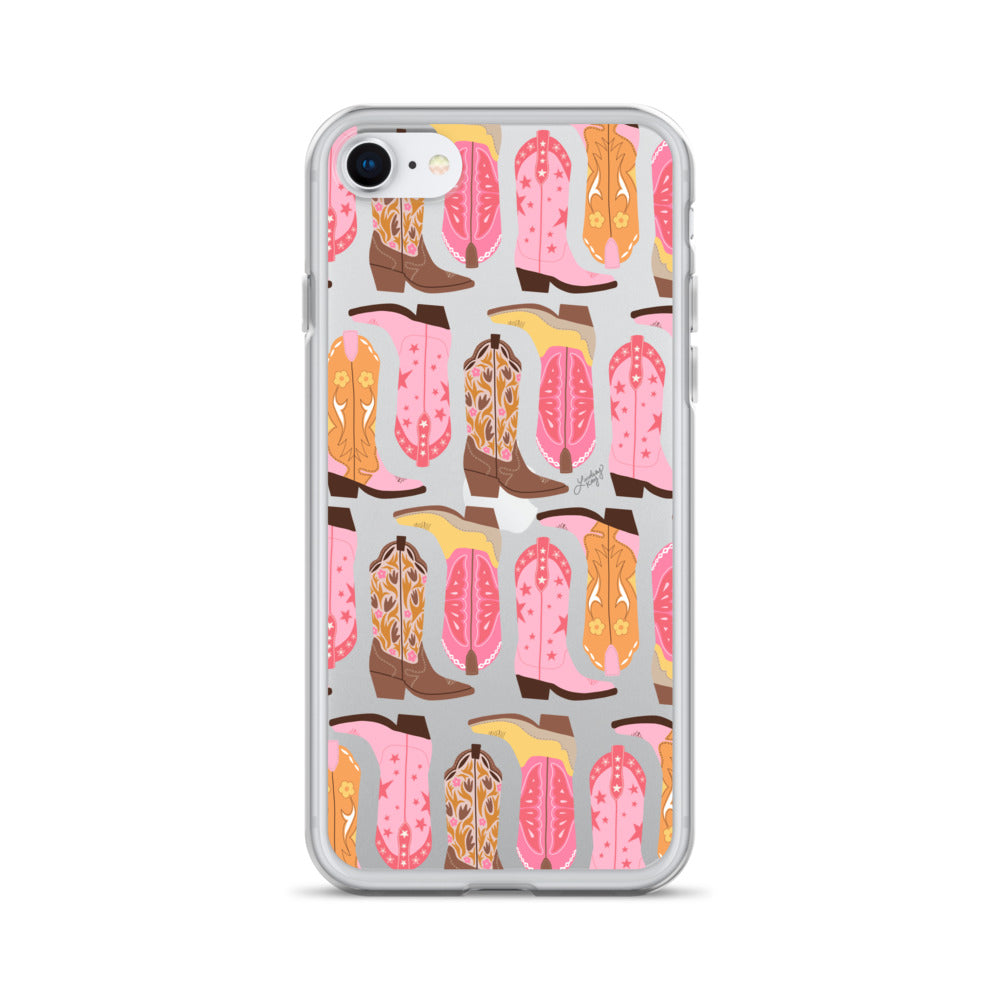 Ilustración de botas de vaquero (paleta cálida) - Funda transparente para iPhone®