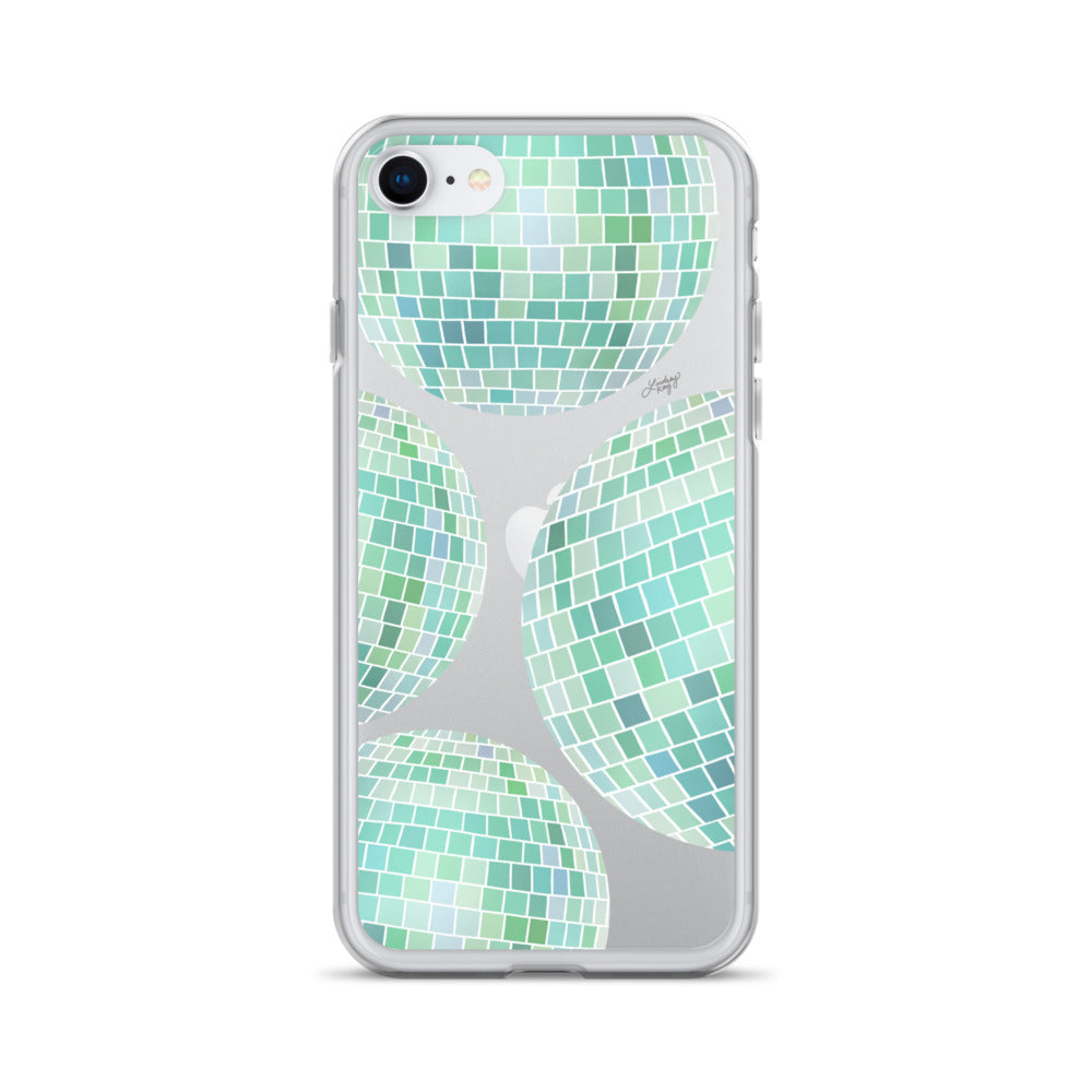Green Disco Balls Illustration - Clear Case for iPhone®