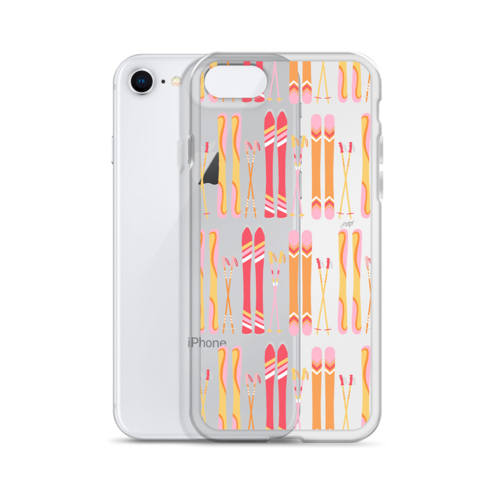 Ilustración de esquí (paleta cálida) - Funda transparente para iPhone®
