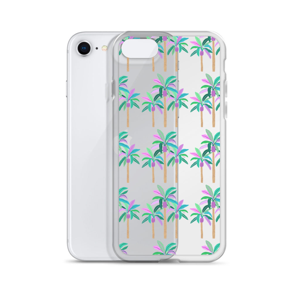 Palm Trees Illustration (Cool Palette) - iPhone Case