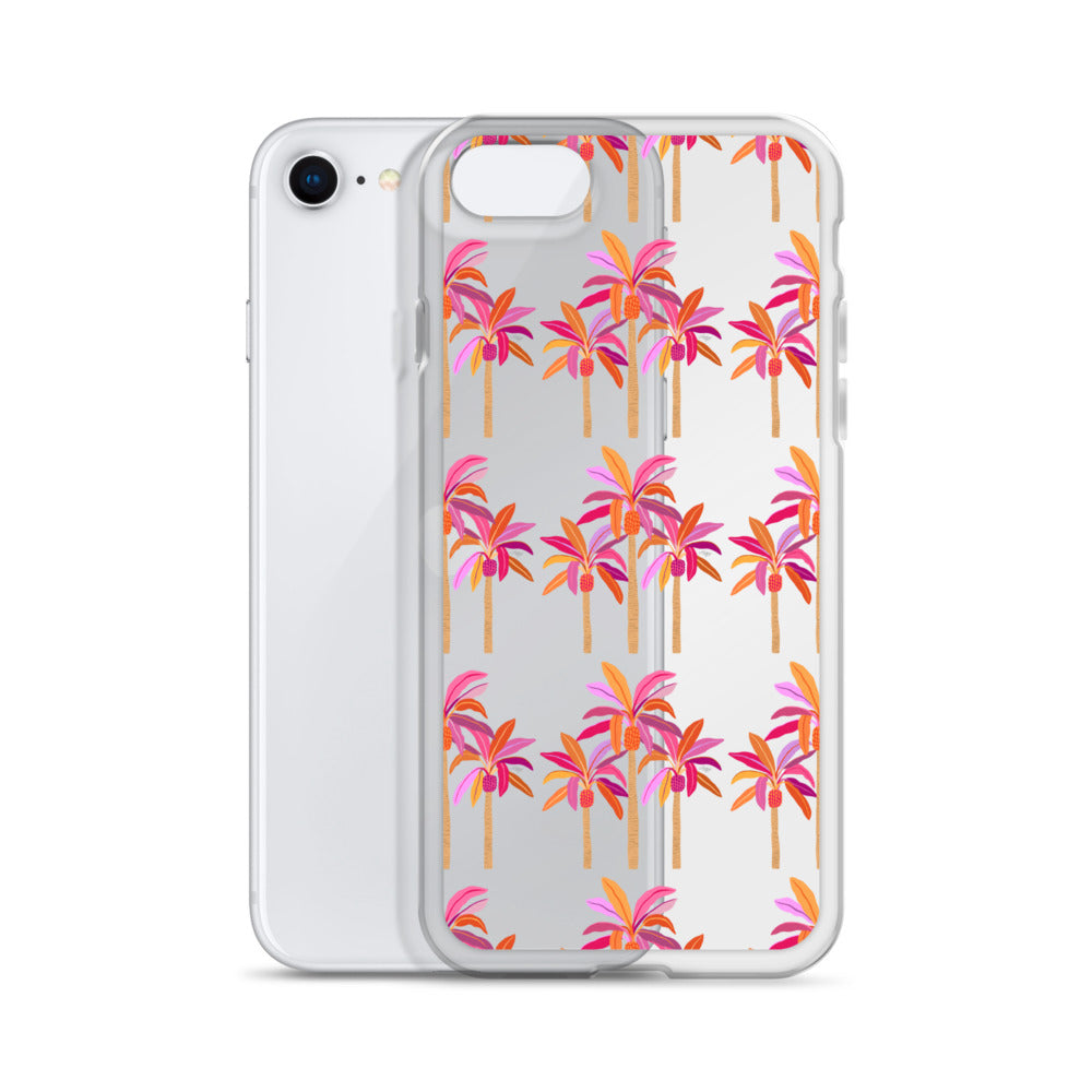 Palm Trees Illustration (Warm Palette) - Clear Case for iPhone®