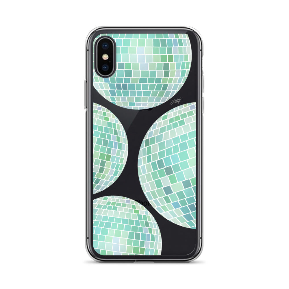 Green Disco Balls Illustration - Clear Case for iPhone®