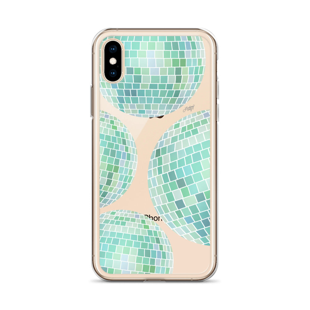 Green Disco Balls Illustration - Clear Case for iPhone®