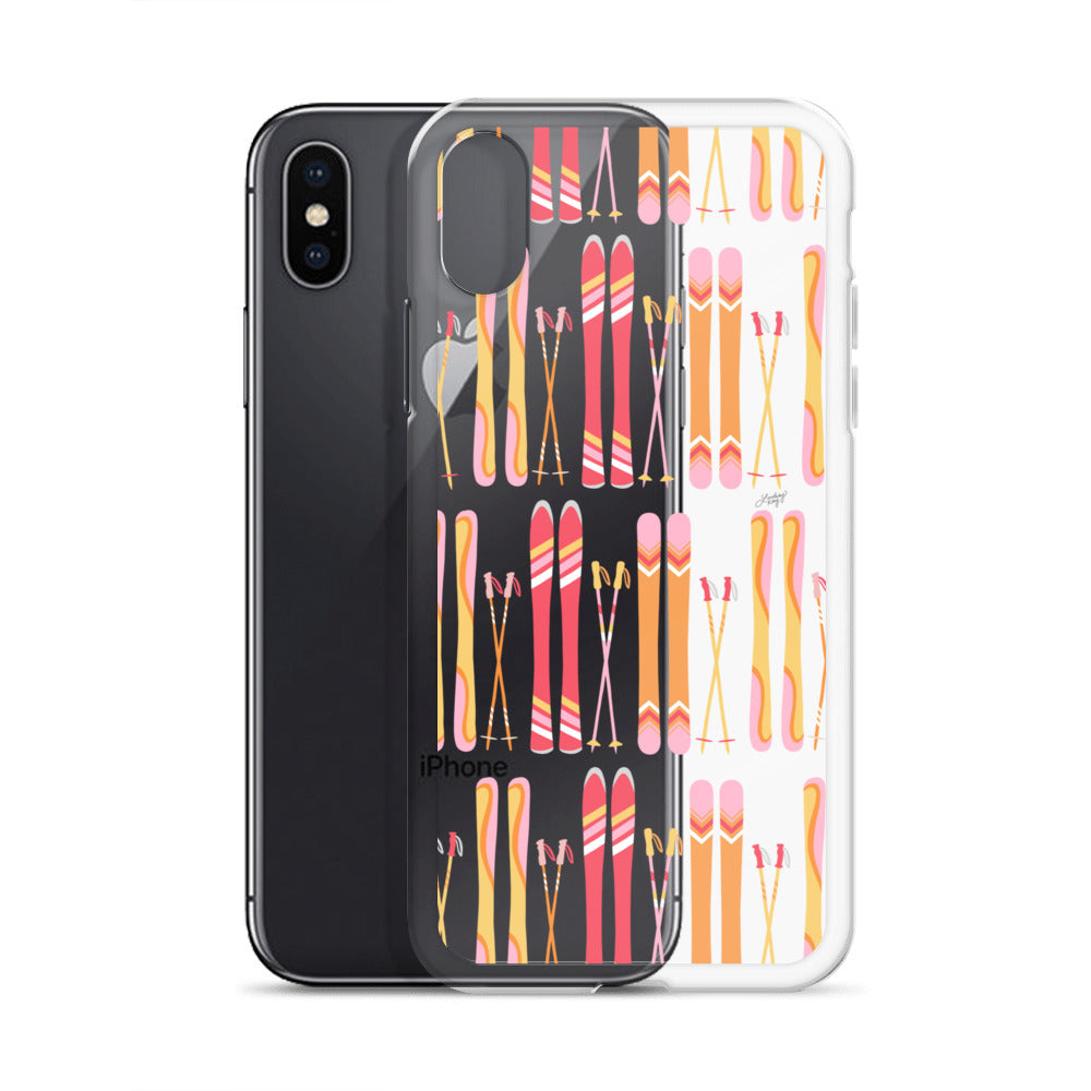 Ilustración de esquí (paleta cálida) - Funda transparente para iPhone®