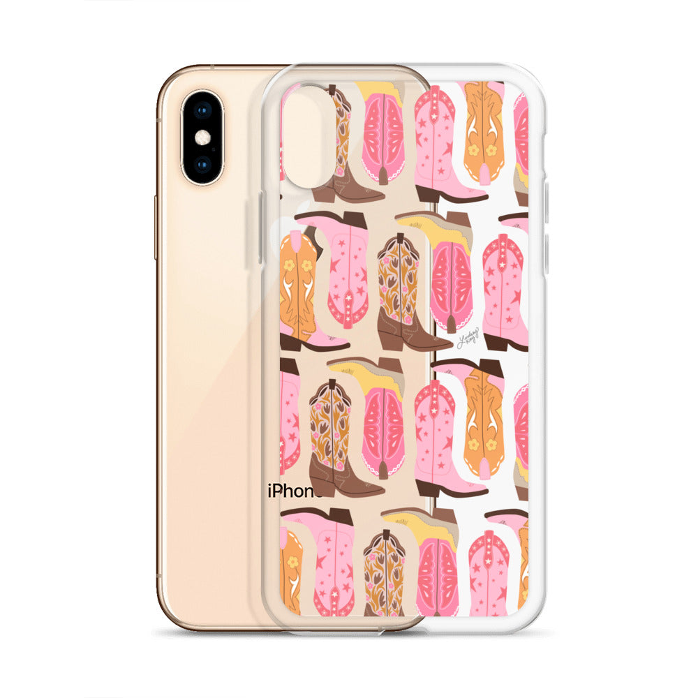 Ilustración de botas de vaquero (paleta cálida) - Funda transparente para iPhone®