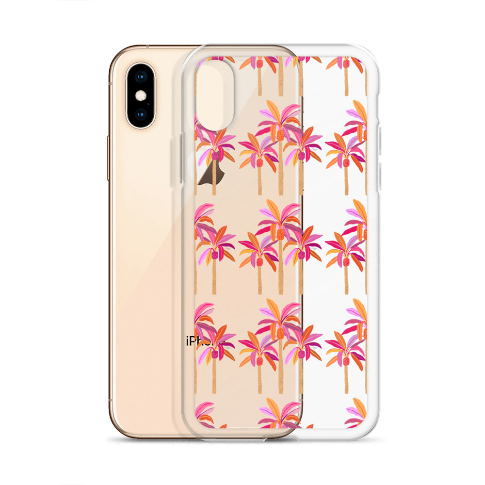 Palm Trees Illustration (Warm Palette) - Clear Case for iPhone®