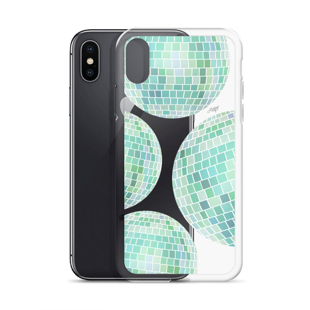 Green Disco Balls Illustration - Clear Case for iPhone®