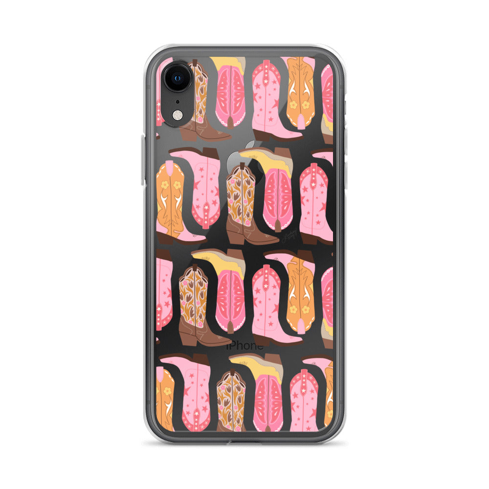 Ilustración de botas de vaquero (paleta cálida) - Funda transparente para iPhone®