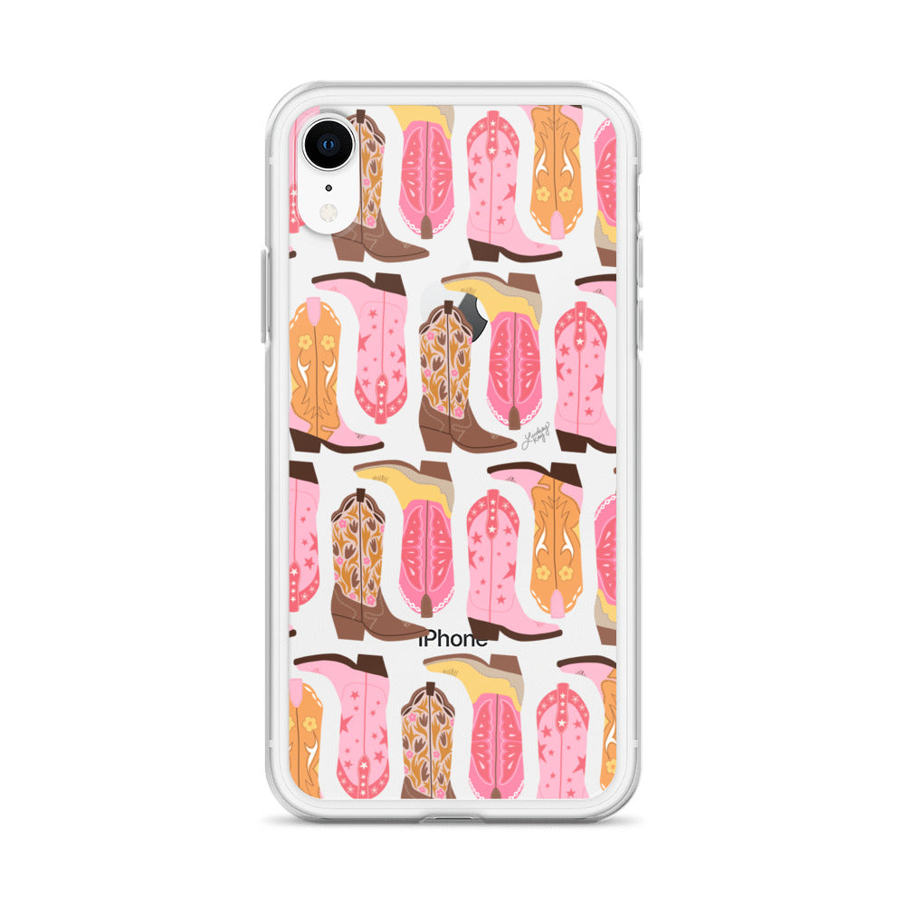 Ilustración de botas de vaquero (paleta cálida) - Funda transparente para iPhone®