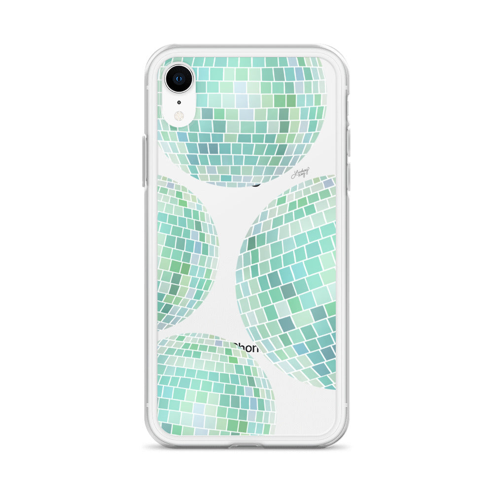 Green Disco Balls Illustration - Clear Case for iPhone®