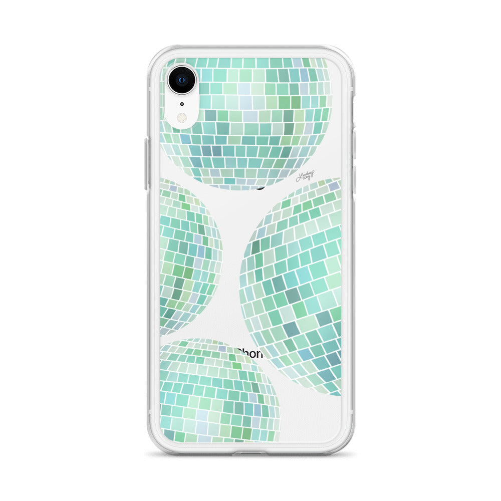 Disco Balls Illustration (Green Palette) - iPhone Case