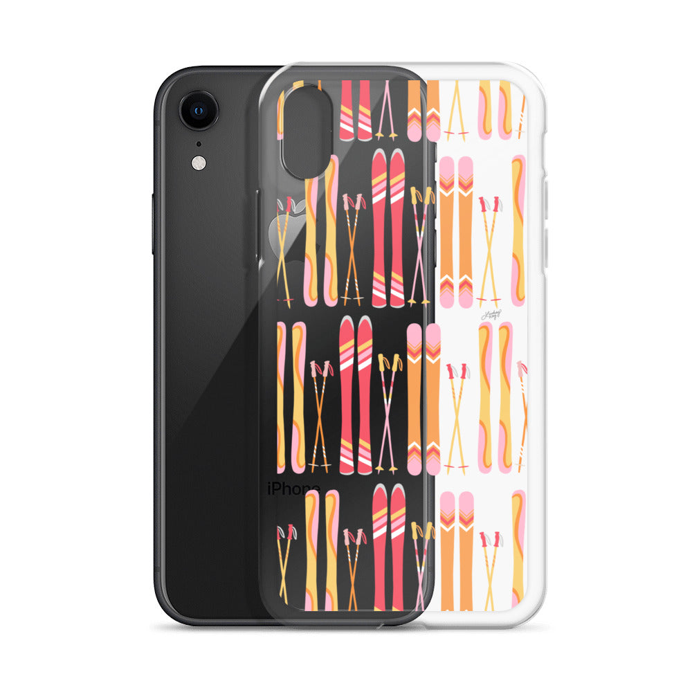 Ilustración de esquí (paleta cálida) - Funda transparente para iPhone®