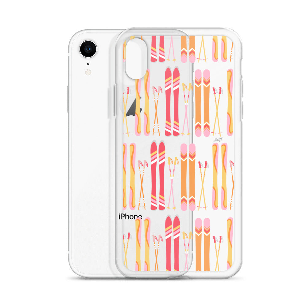 Ilustración de esquí (paleta cálida) - Funda transparente para iPhone®